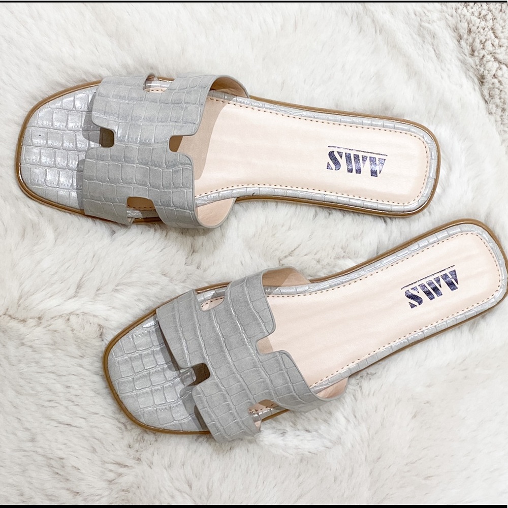 Gray H Cut Out Oran Style Sandal